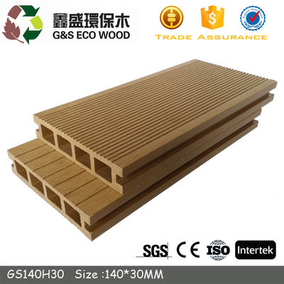 140 X 30mm WPC Hollow Decking Resin Komposit Plastik Kayu Kuning Decking