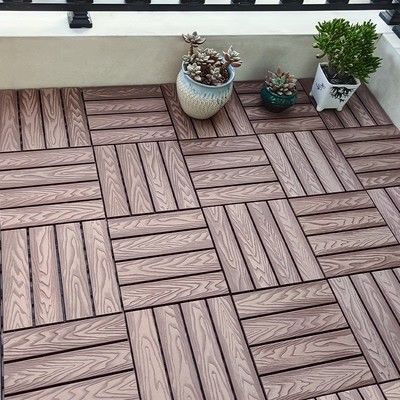 Non Slip WPC DIY Decking 600 X 300MM Teras Taman Ubin Dek Kayu Diy