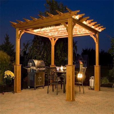 Bahan Kayu Pergola Bambu 2.2M Pergola Dengan Decking Komposit Uvproof