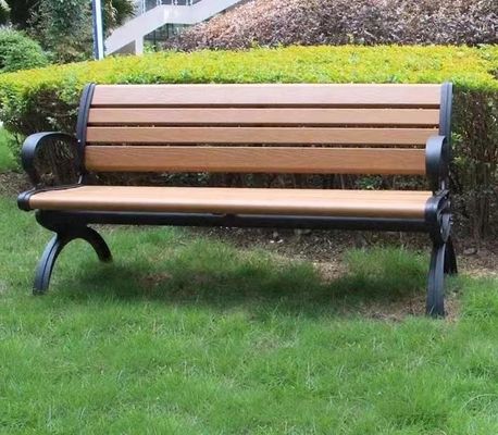 Outdoor Modern Lounge Kayu Panjang Bangku Penyimpanan WPC Meja Kursi Taman Taman Umum Kayu Logam Besi Baja Plastik