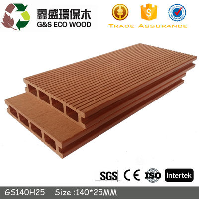 140 X 30mm WPC Hollow Decking Resin Komposit Plastik Kayu Kuning Decking