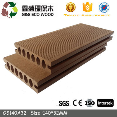 140 X 30mm WPC Hollow Decking Resin Komposit Plastik Kayu Kuning Decking